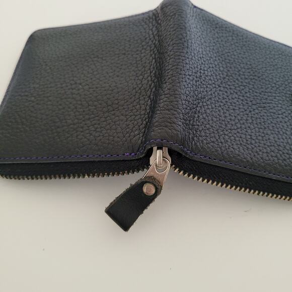 Kenzo Paris Bifold Wallet Solid Black Geniue Leather Medium Logo Zip Unisex - Picture 10 of 13